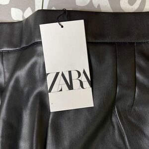 Zara Women's Black Classic Faux Leather Bootcut Pants Size XS NWT